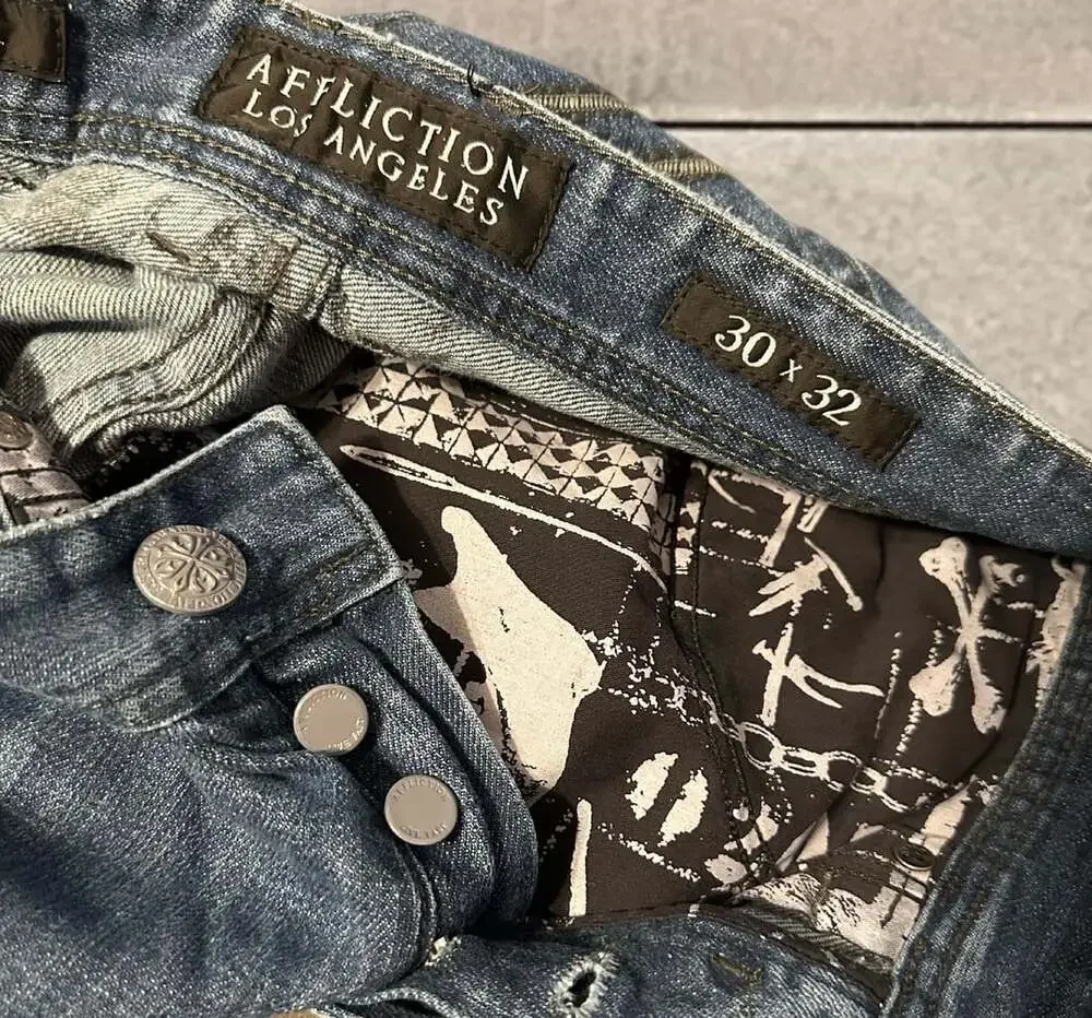 Affliction Ace Slim Straight Jeans Size 30x32 Blue Denim